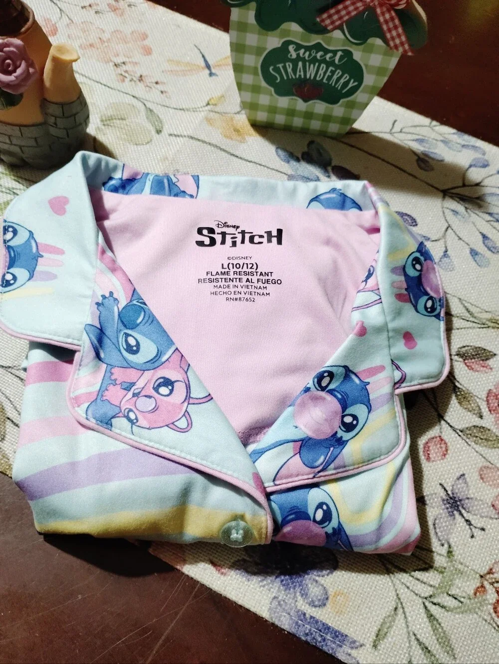 Lilo & Stitch Girls Button Front Top and Pants Pajama Set